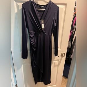 Fashion Nova floor length navy blue dress